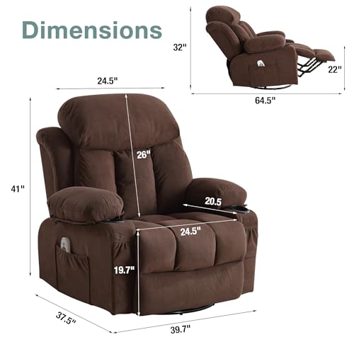 Massage Recliner Chair with Heat and Vibration Grey G903