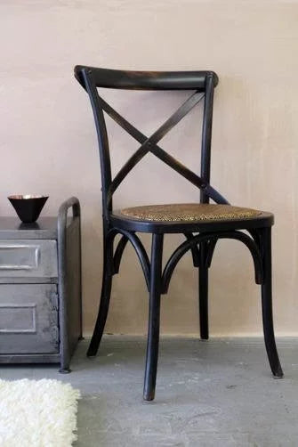 Set of 2 Black Cross Back Wood Chair Z15949