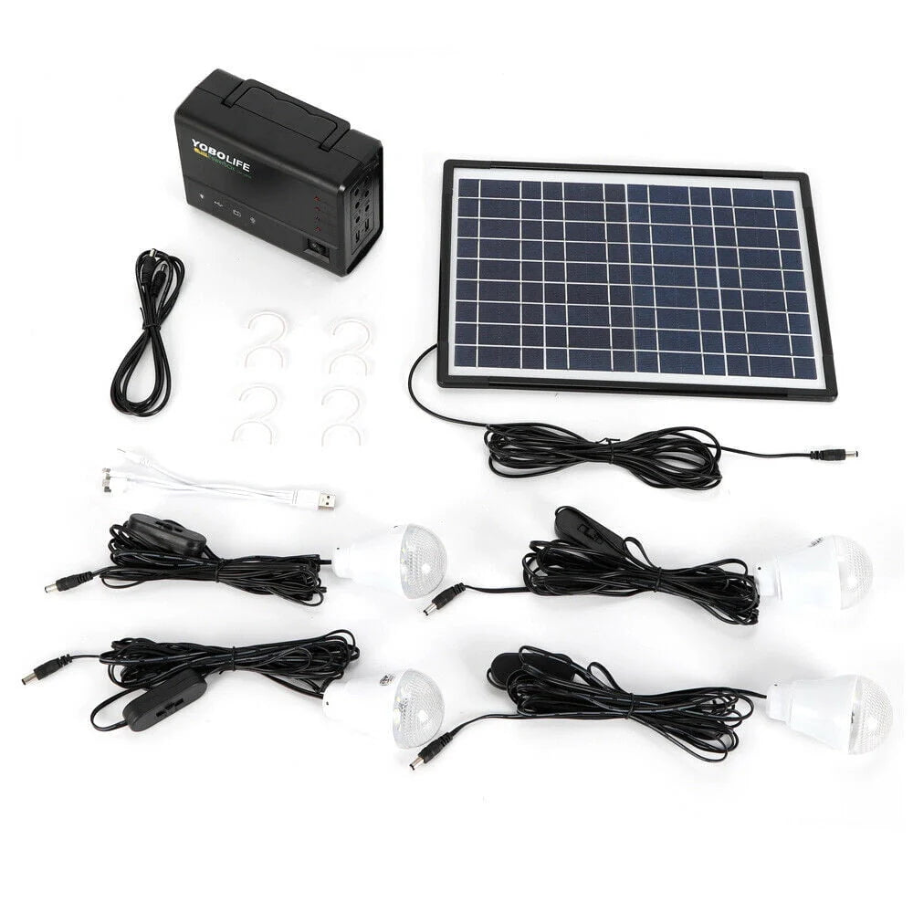 Portable Solar Generator with Solar Panel and 4 Sets LED Lights B203