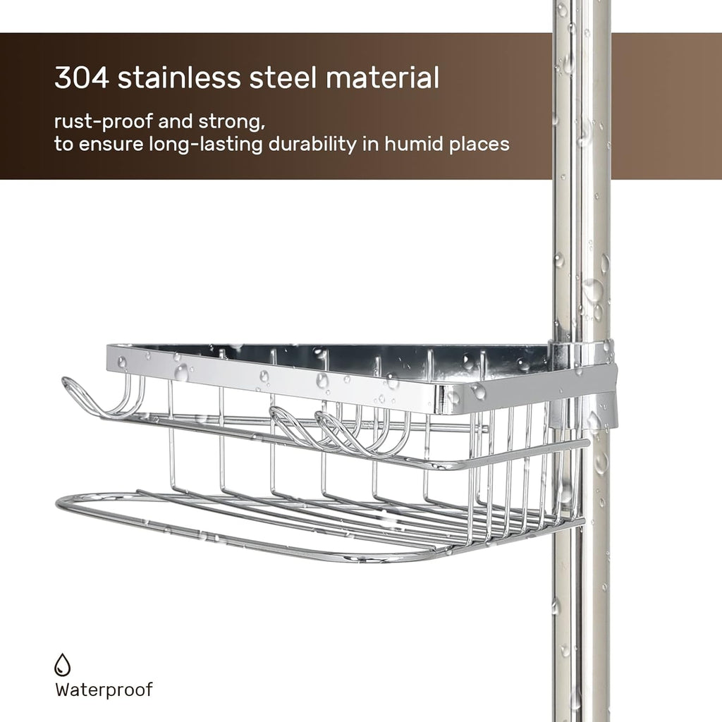 4 Tier Adjustable Stainless Steel Shower Tension Pole Caddy T10524