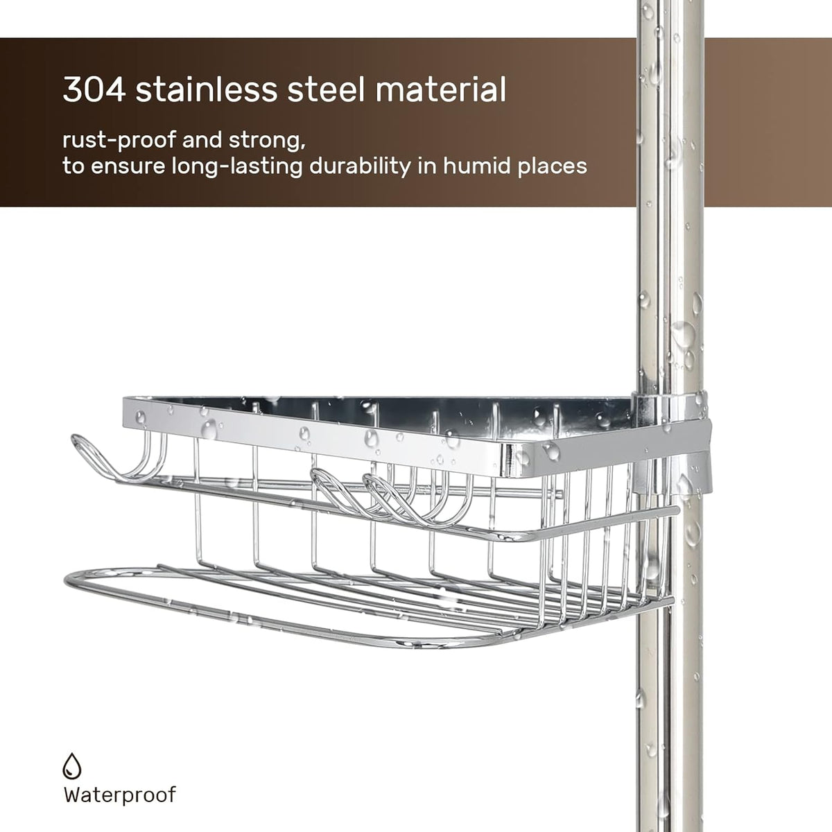 4 Tier Adjustable Stainless Steel Shower Tension Pole Caddy T10524