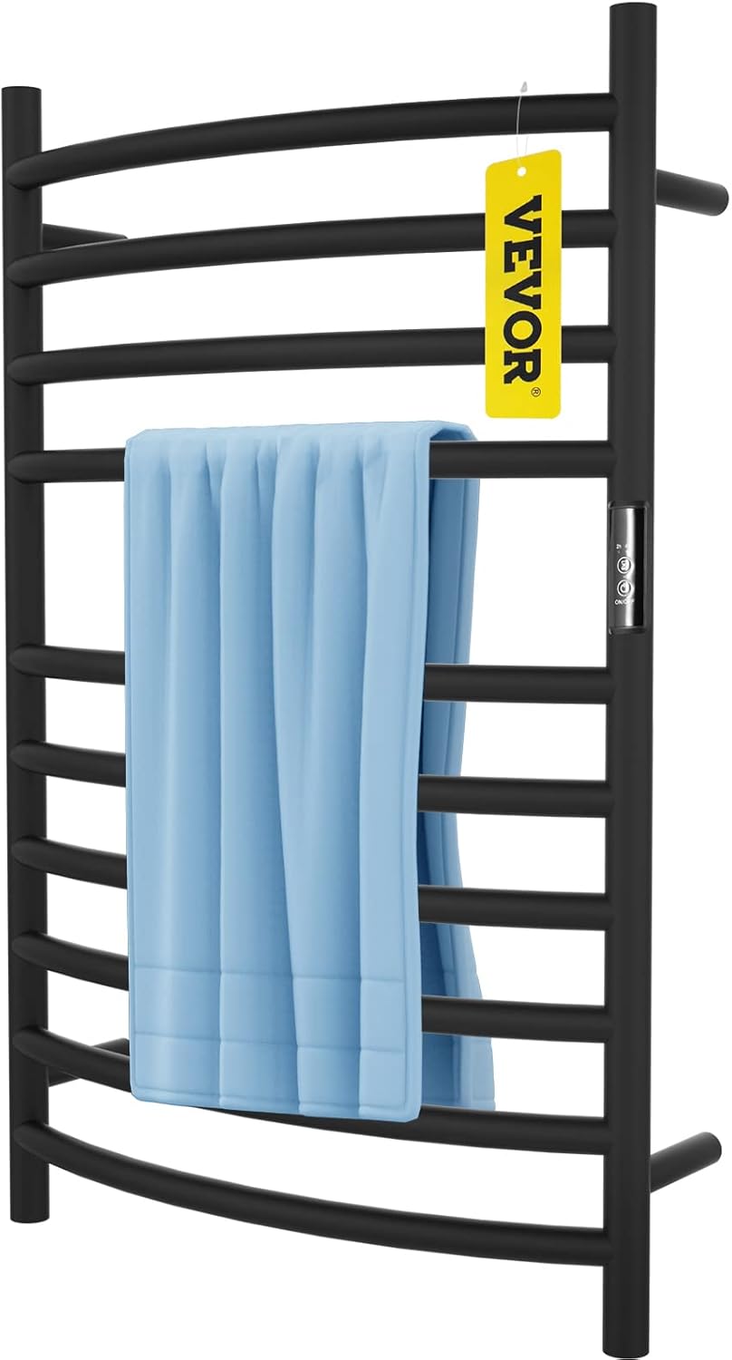 4 Bars Curved Stainless Steel Heated Towel Rack with Timer D425856