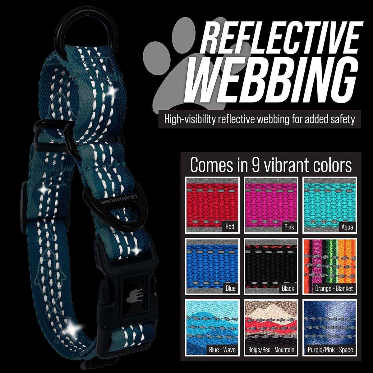Patterned Fabric Martingale Dog Collar Q443