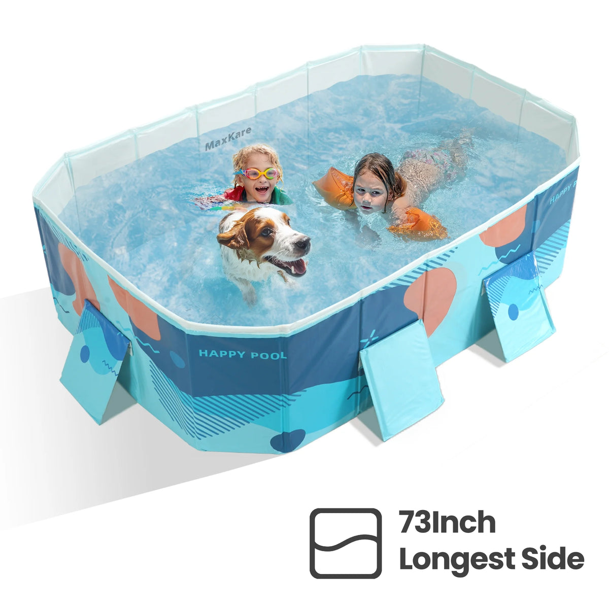 Foldable Swimming Pool 73 x 54 x 18 Blue T8824