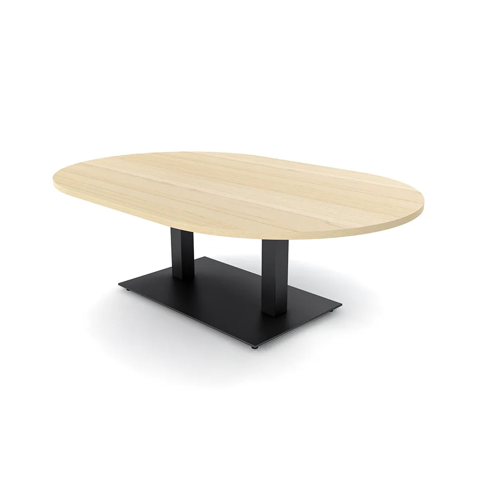 Racetrack Shaped Coffee Table with Double Post Metal Base 45x70 Y60796