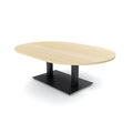Racetrack Shaped Coffee Table with Double Post Metal Base 45x70 Y60796