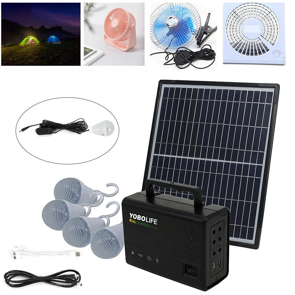 Portable Solar Generator with Solar Panel and 4 Sets LED Lights B203