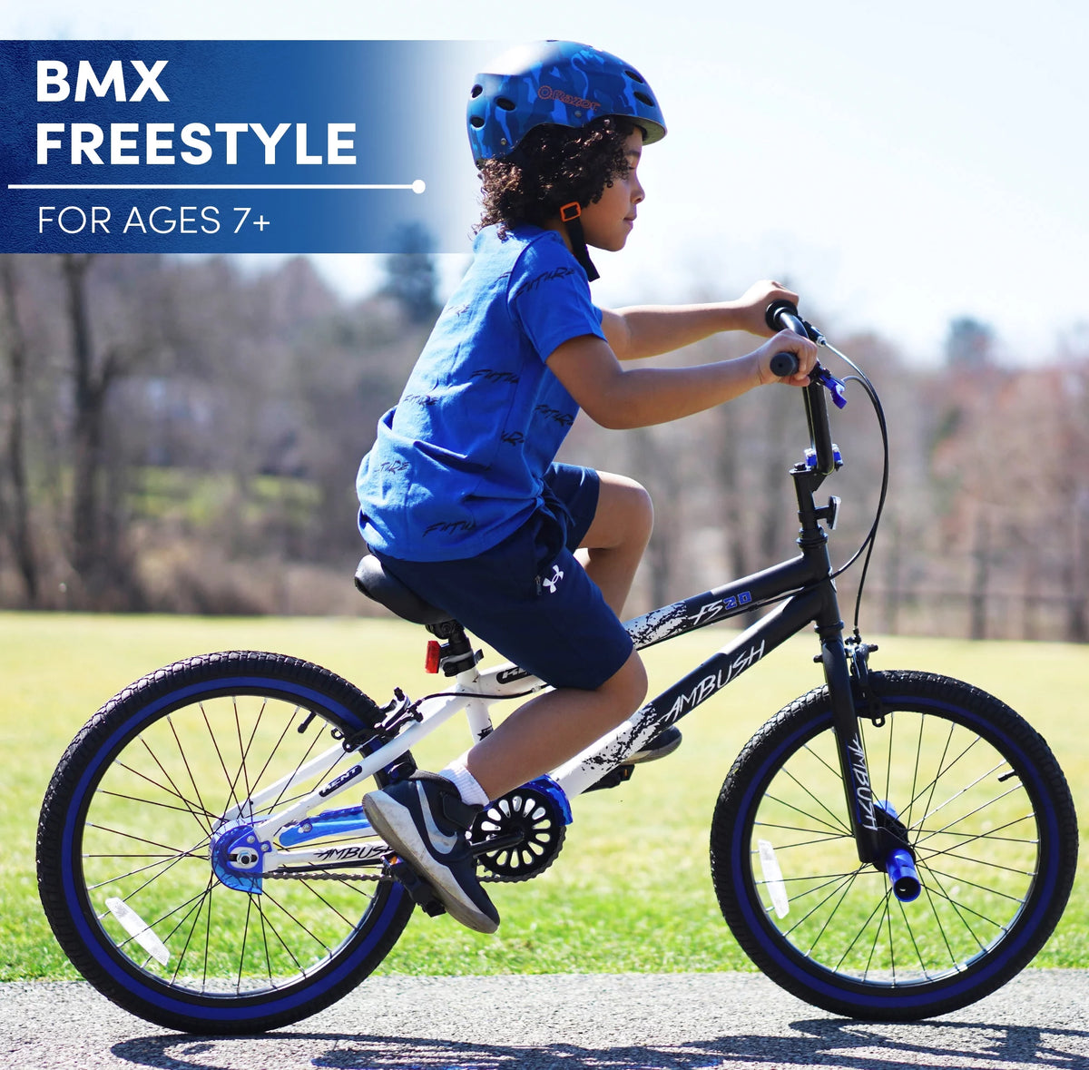 20 Boy's BMX Child Bike Black/Blue D289081