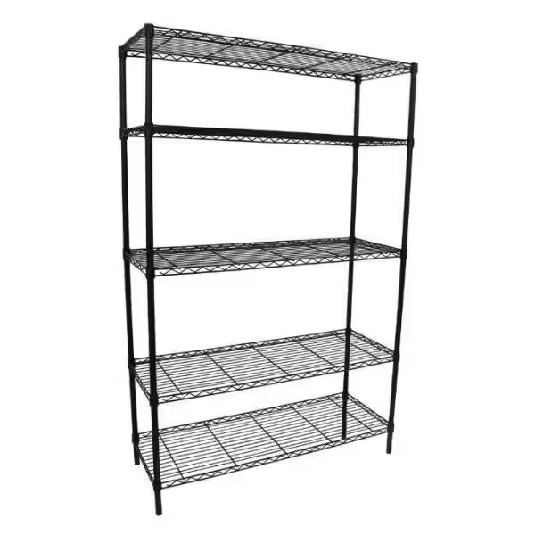 5-Tier Steel Wire Shelving Unit in Black V485051