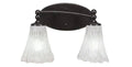 Two Light Bath Bar Dark Granite Finish with Italian Ice Glass R44052
