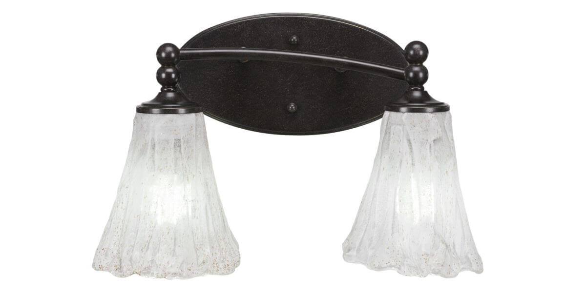 Two Light Bath Bar Dark Granite Finish with Italian Ice Glass R44052