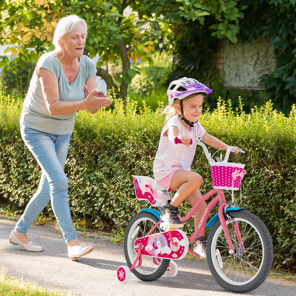18 Inches Kids Bicycle with Training Wheels and Basket I4011