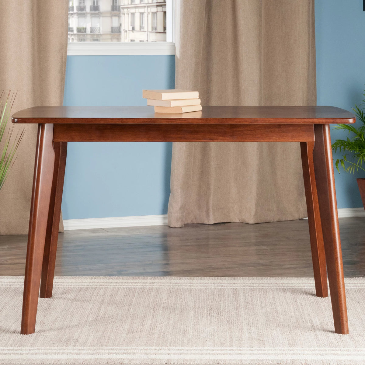 Oblong Walnut Finish Dining Table H872