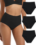 Adult Incontinence Protective Underwear for Women Reusable Bladder Leakage Protection Brief Postpartum 56 ml Absorbency Panties 3 Pack (3 Black, S) W5175