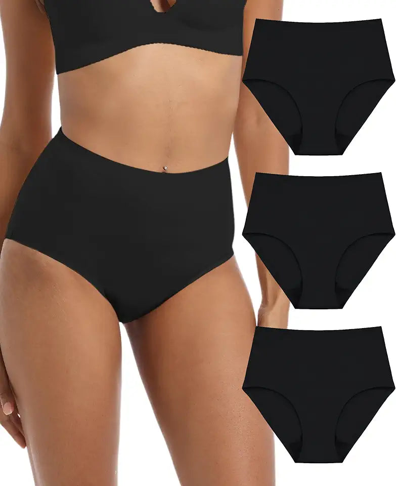 Adult Incontinence Protective Underwear for Women Reusable Bladder Leakage Protection Brief Postpartum 56 ml Absorbency Panties 3 Pack (3 Black, S) W5175
