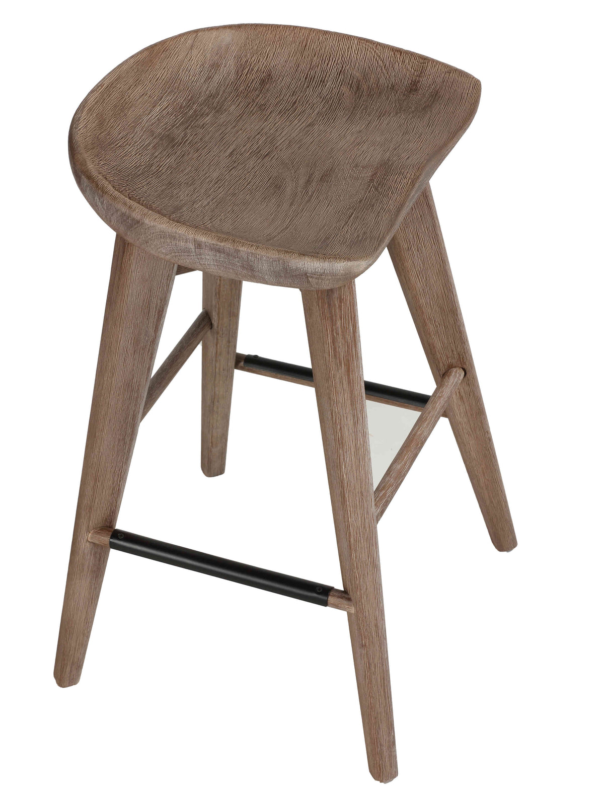 24" Gray Whitewash Solid Wood Swivel Counterstool X321672