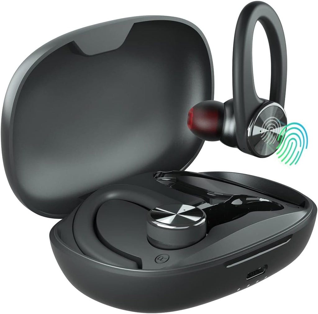 Wireless Bluetooth Earbuds with Charging Case and Earhooks, Waterproof, Pack of 2 P65043