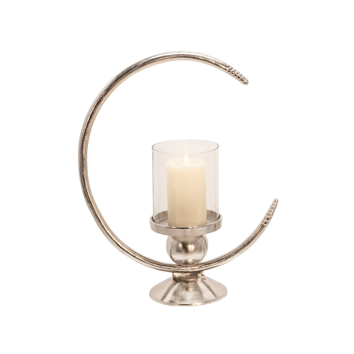 19 in. Aluminum Ring Candle Holder with Glass C821