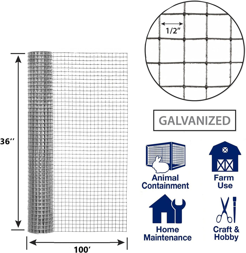 36in×100ft 1/2inch Galvanized Wire Mesh Roll W289