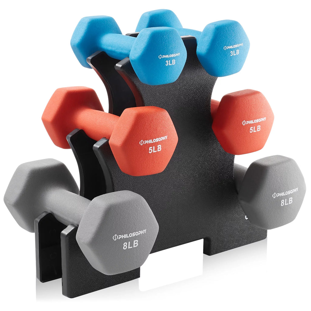Neoprene Dumbbell Hand Weight with Stand, 20 Lbs. R498811