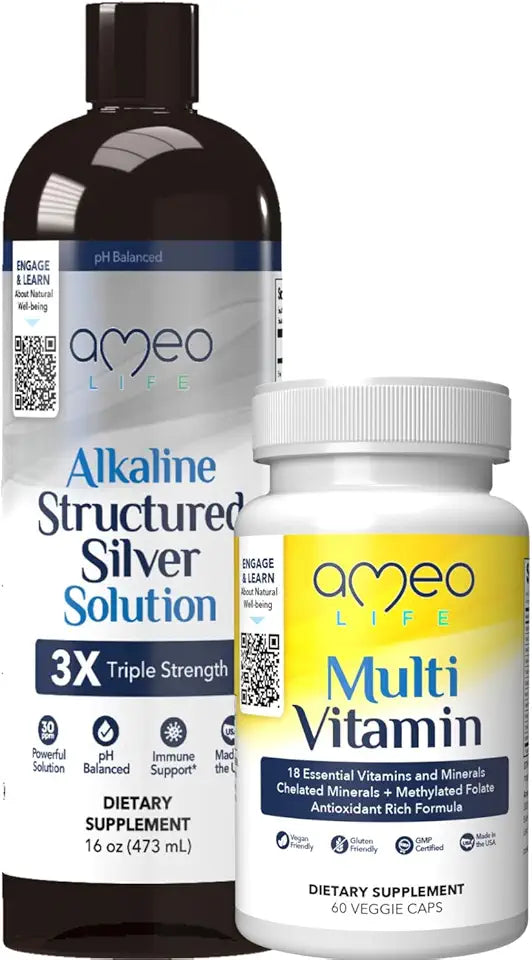 Chelated Daily Multivitamins & Colloidal Silver Liquid Bundle K53354