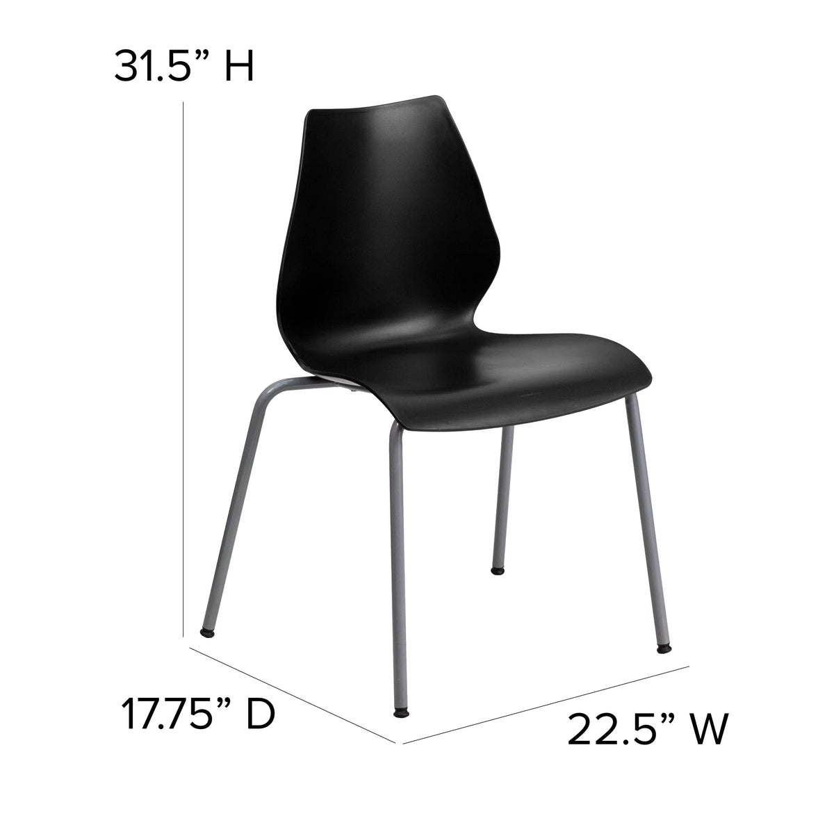 Black Stack Chair with Lumbar Support N5654