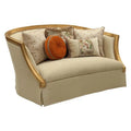 Antique Gold Fabric Upholstery Loveseat with 5 Pillows D3713