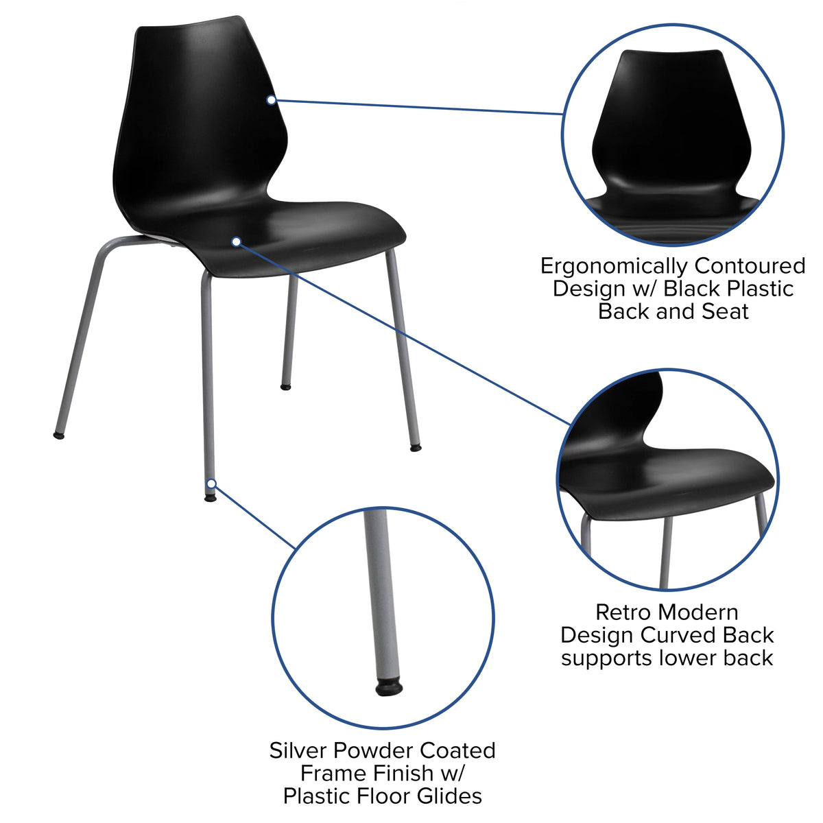 Black Stack Chair with Lumbar Support N5654