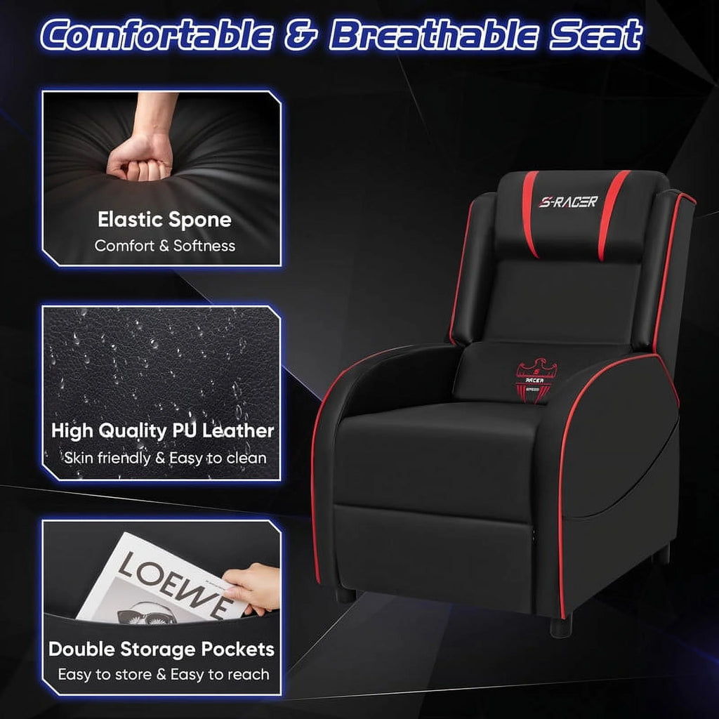 Purple PU Leather Massage Gaming Recliner Chair M37011