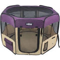 2-Door Soft-Sided Dog & Cat Playpen, Purple & Beige U82884