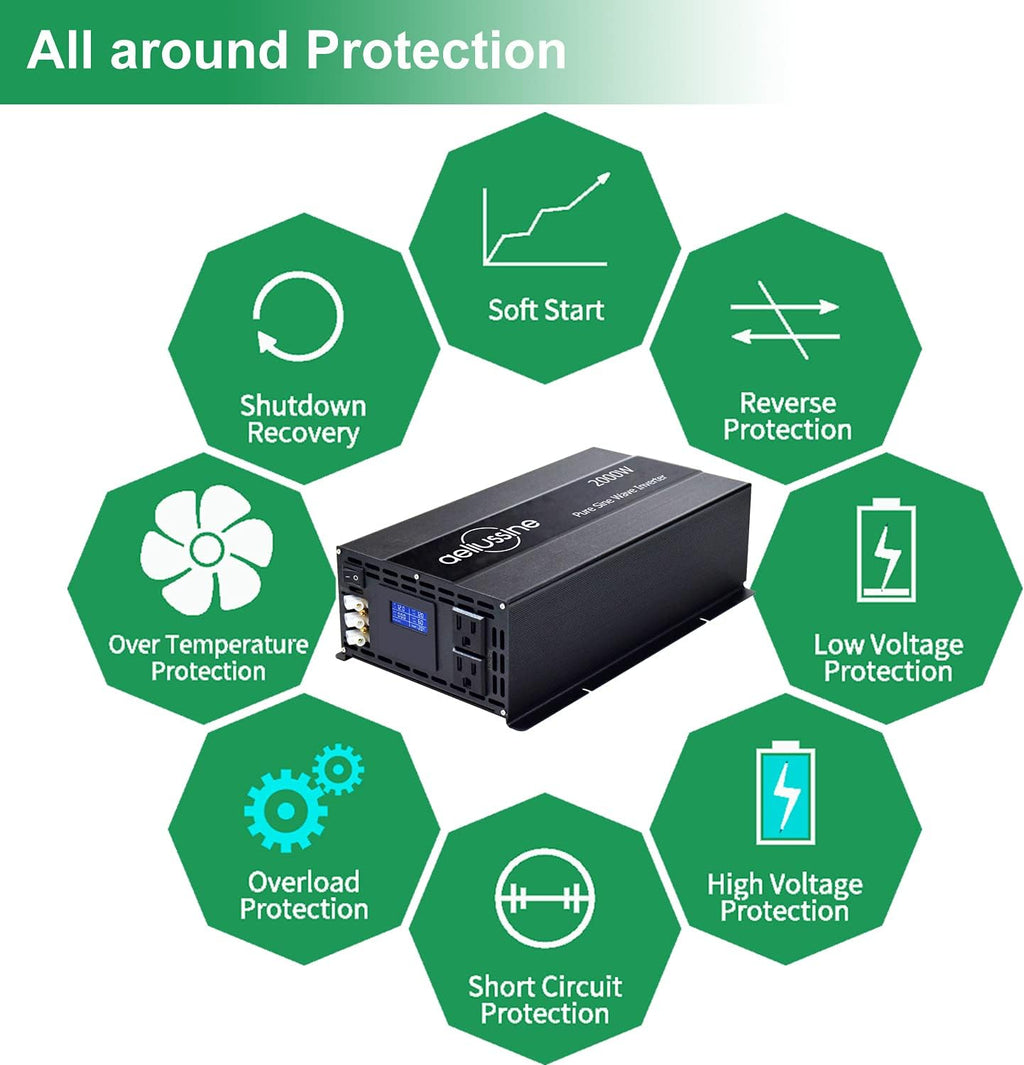 2000 watt Pure Sine Wave Power Inverter 24v dc to ac 110v 120v V228