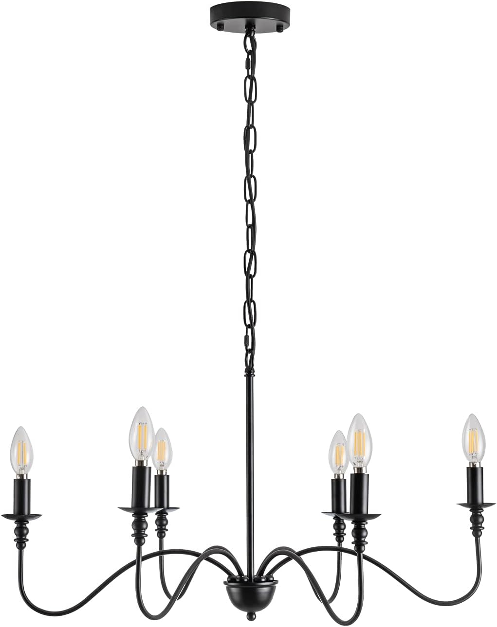 6 Light Matte Black Farmhouse Chandelier P576360