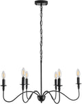 6 Light Matte Black Farmhouse Chandelier P576360