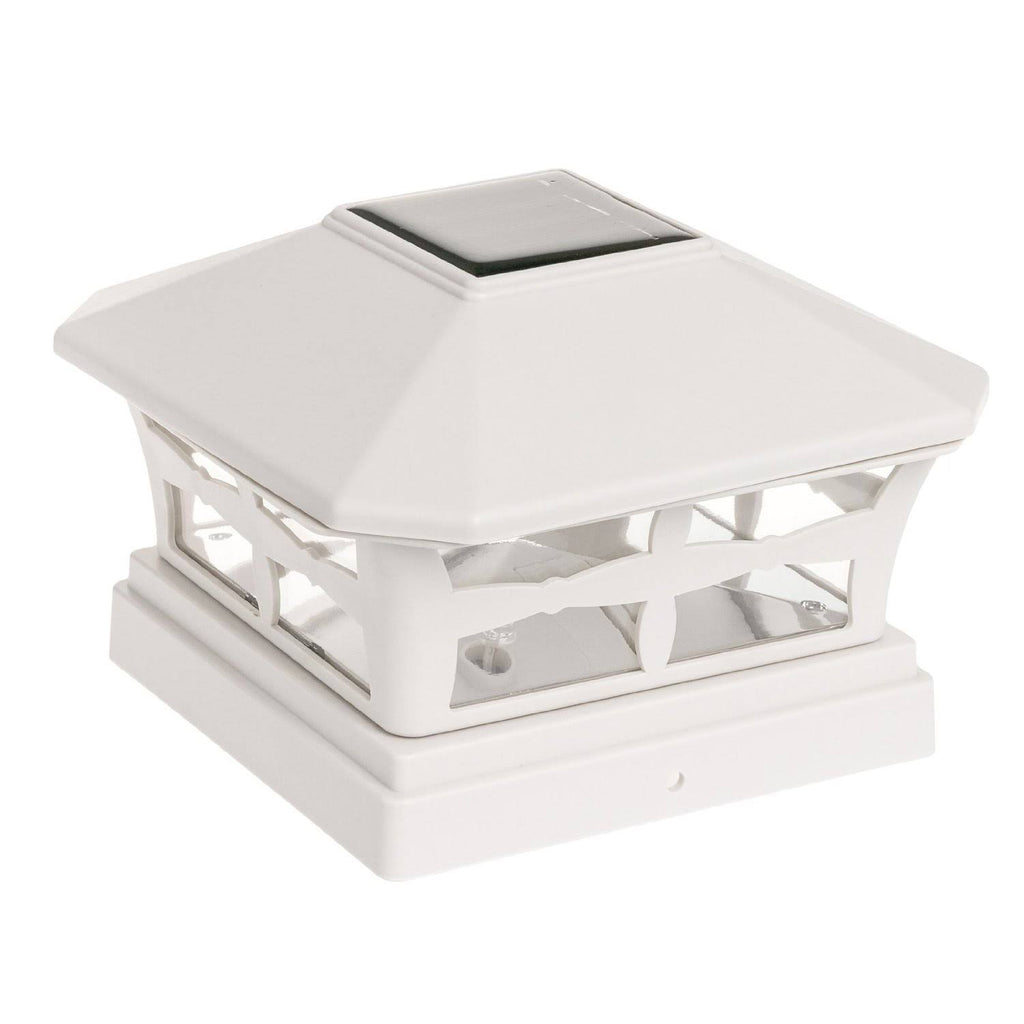 6 Pack White Solar Powered Post Cap Light X766646