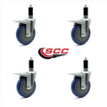 5 inch Blue Polyurethane Expanding Stem Caster Set X33546