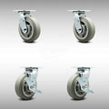 6” Thermoplastic Rubber Caster - 2 Swivel & 2 Swivel with Top Lock Brakes A1473