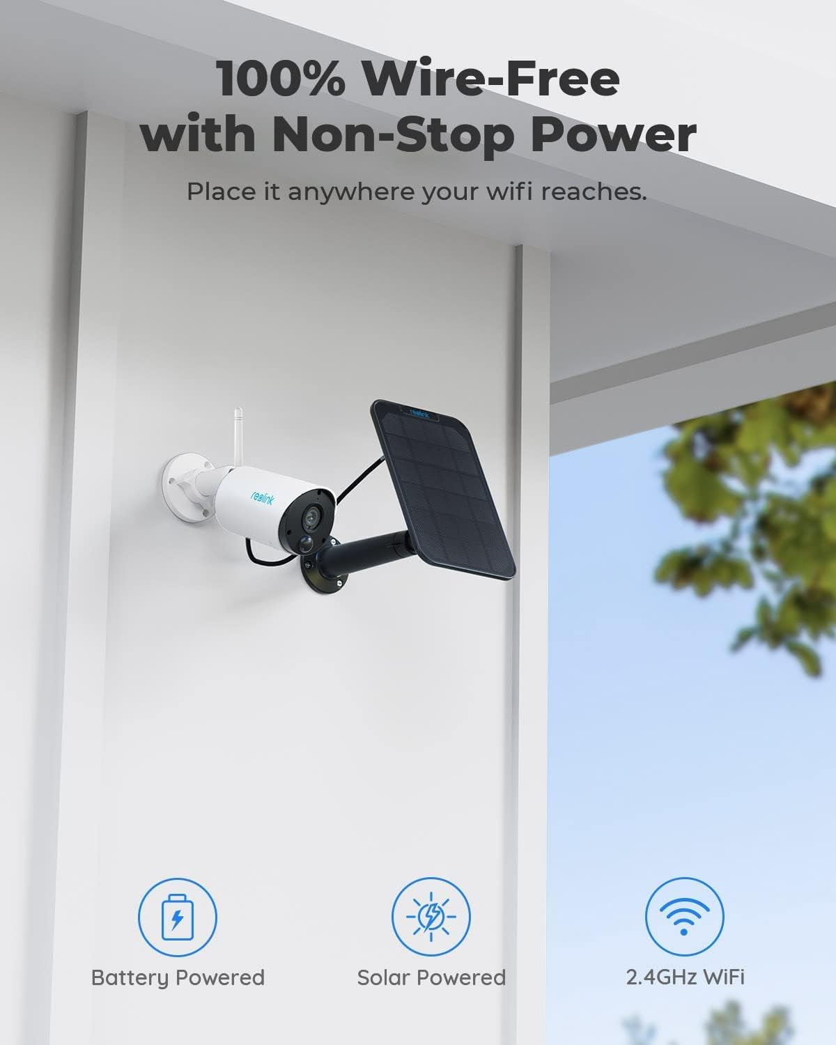 Black Outdoor Security Camera System with Solar Panel C62478