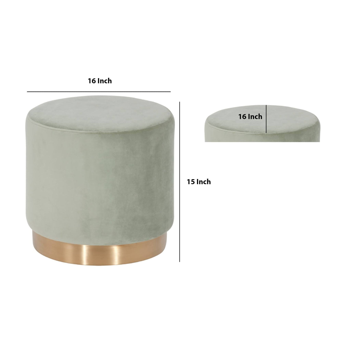 Velvet Upholstered Ottoman with Steel Base A23728