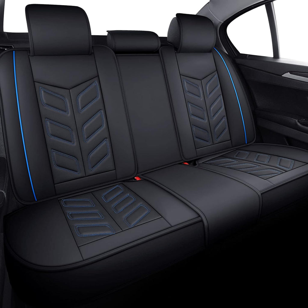 Waterproof Faux Leather Car Seat Covers Full Set Black Red L4722