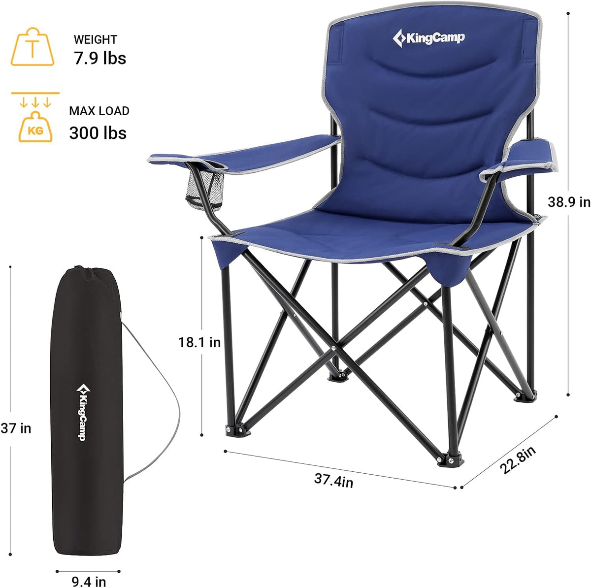 2 Pack Heavy Duty Oversized Folding Camping Chairs W75125