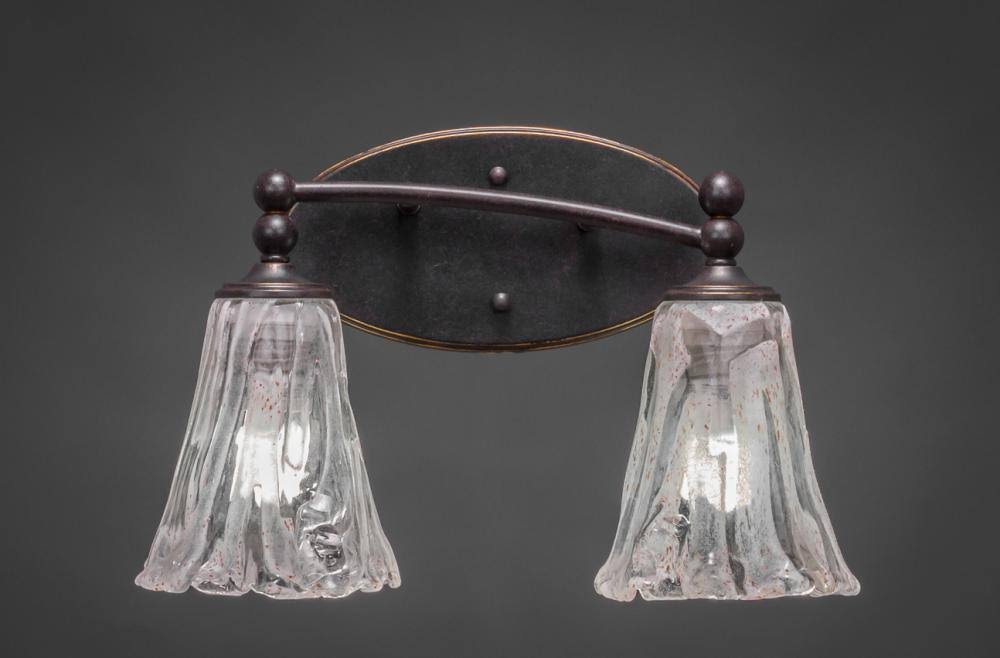 Two Light Bath Bar Dark Granite Finish with Italian Ice Glass R44052