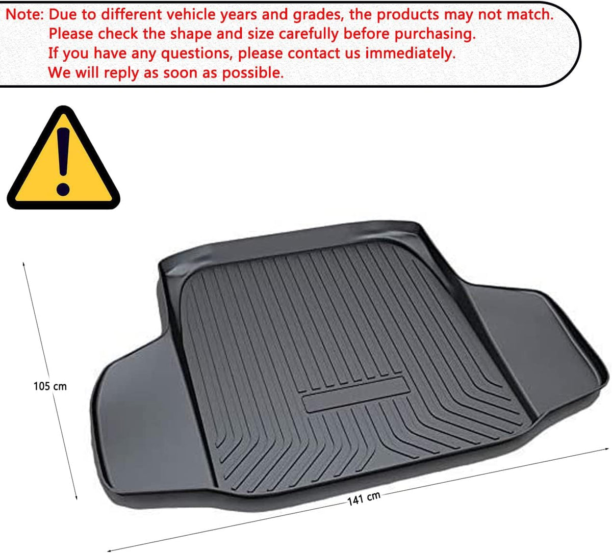 All-Weather Rear Trunk Tray Cargo Mat Protector V378