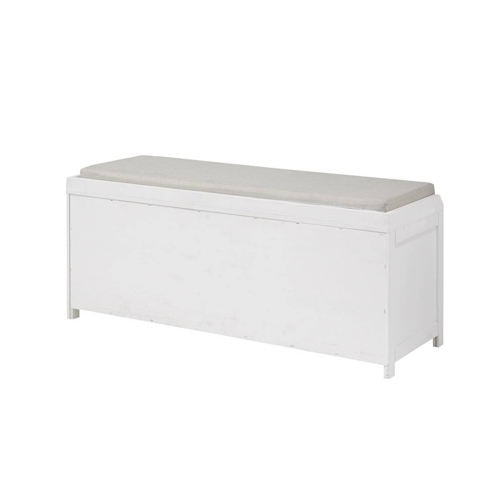 White Wood Storage Bench with Cabinets L52063