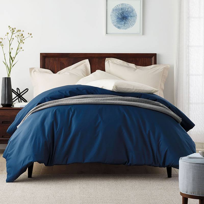 Twin Blue Supima Cotton Percale Duvet Cover N9513