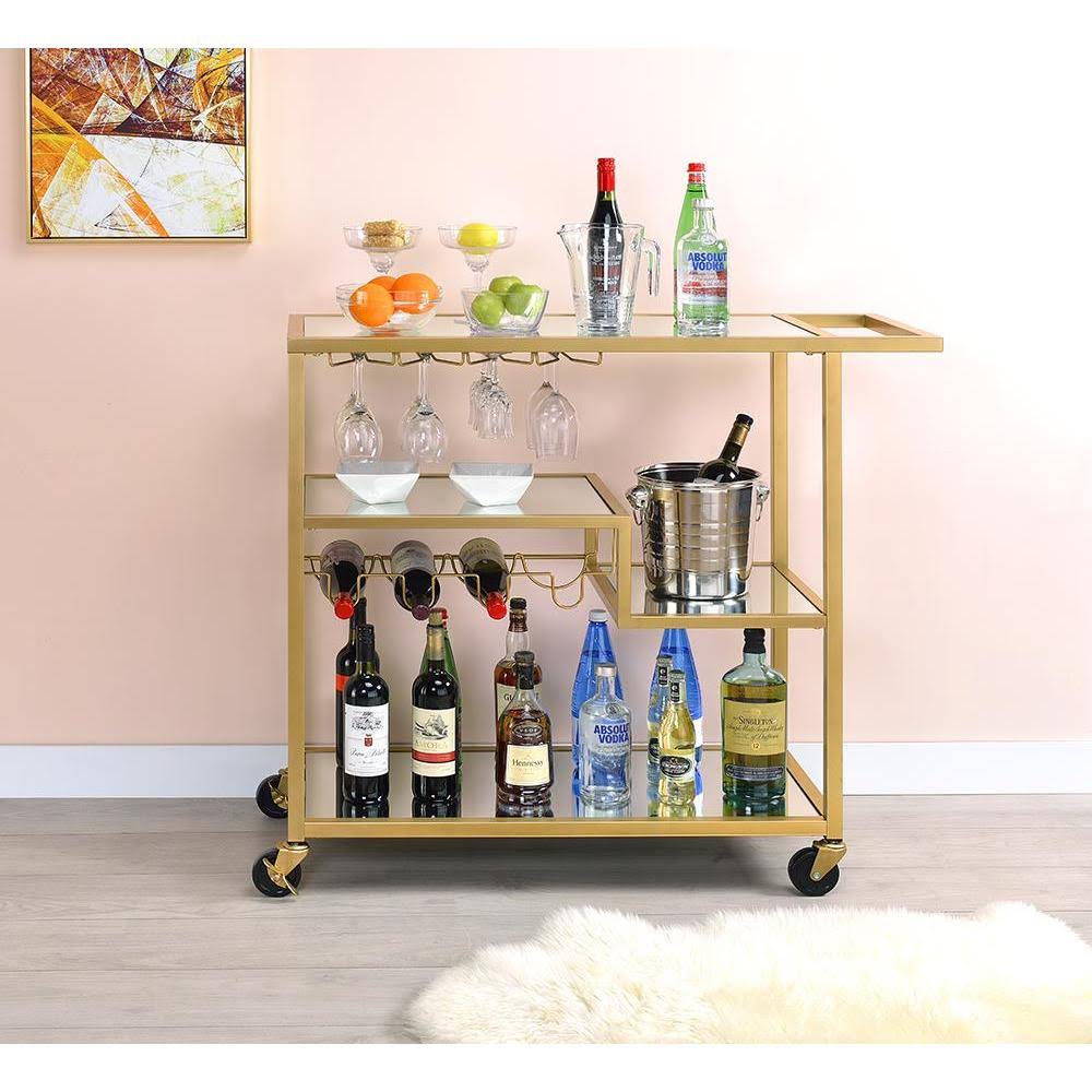 Gold and Clear Glass Serving Cart H57960