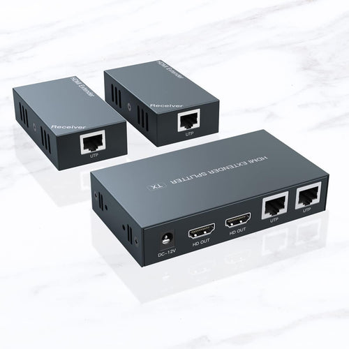1 to 2 HDMI Extender Splitter 1080p Over 50m Ethernet with 2 Local Output H72337