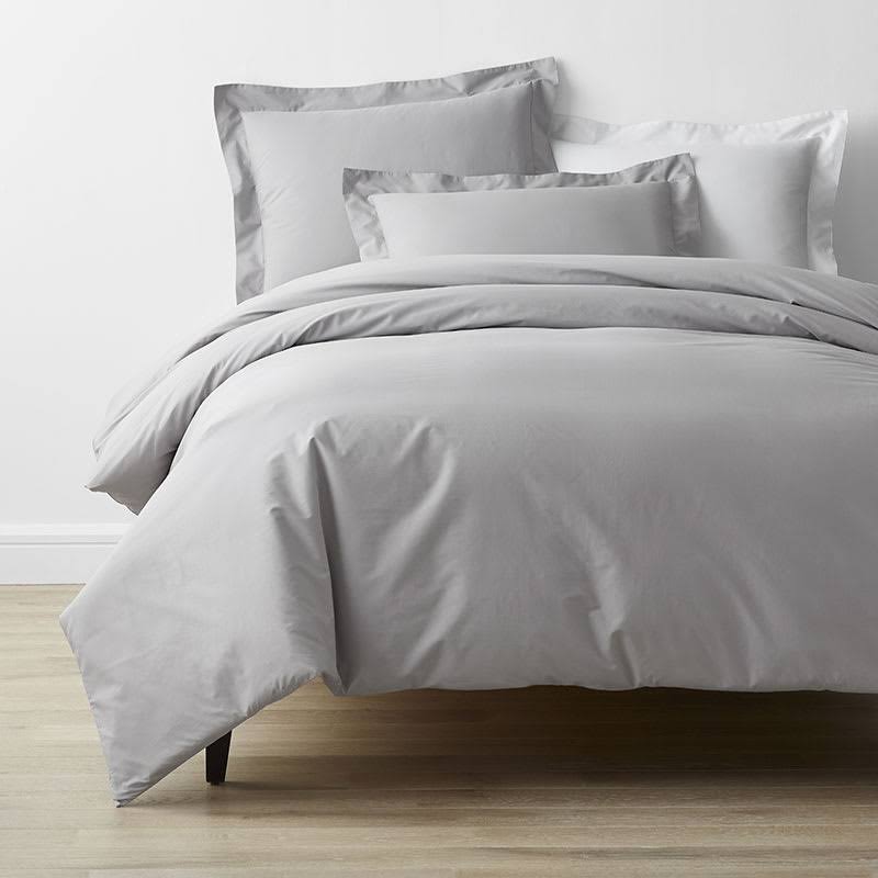 Gray 300-Thread Count Cotton Percale Full Duvet Cover Q56711