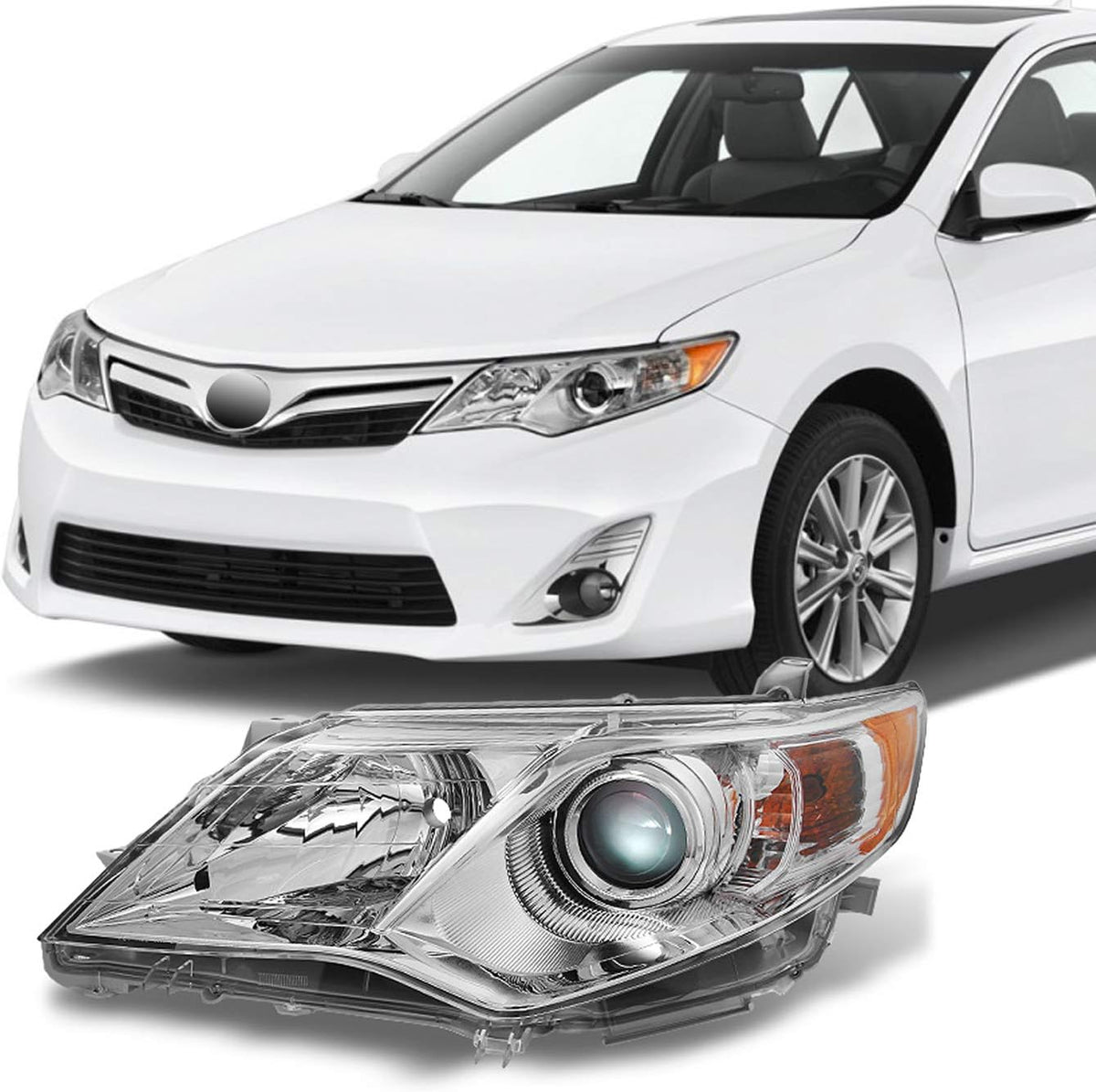 Chrome Clear Projector Headlights Pair V985473