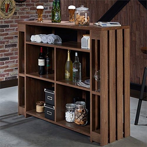 Contemporary Wood Bar Cabinet in Distressed Walnut A31788