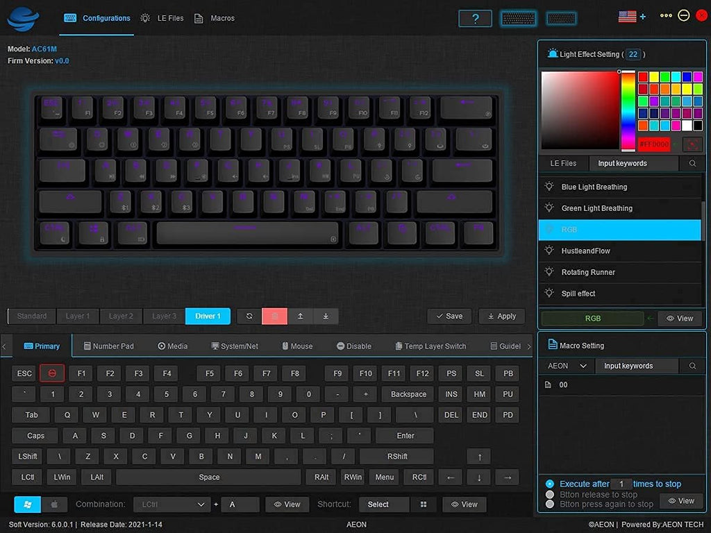 61 Keys Hot Swappable RGB Mechanical Gaming Keyboard E9135